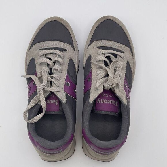 SAUCONY Jazz Original Women’s Sneakers Gray Purple Suede Size 8 Tennis Shoes - Picture 4 of 15